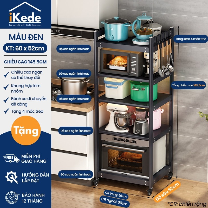 [iKEDE] KỆ BẾP ĐA NĂNG CAO TẦNG KỆ LÒ VI SÓNG KỆ LÒ NƯỚNG CHIỀU CAO TÙY CHỈNH LINH HOẠT D52