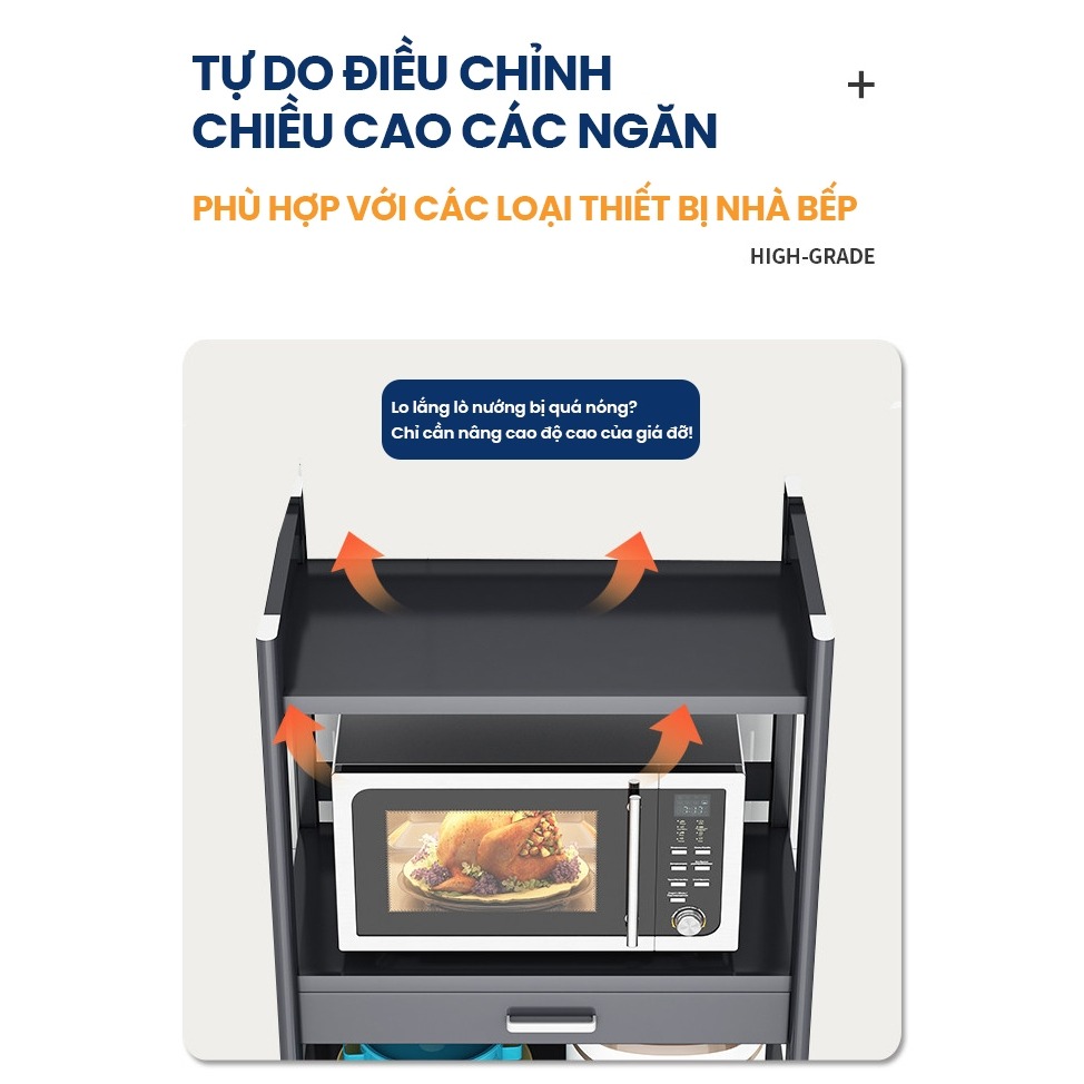 [iKEDE] KỆ BẾP ĐA NĂNG CAO TẦNG KỆ LÒ VI SÓNG KỆ LÒ NƯỚNG CHIỀU CAO TÙY CHỈNH LINH HOẠT D52