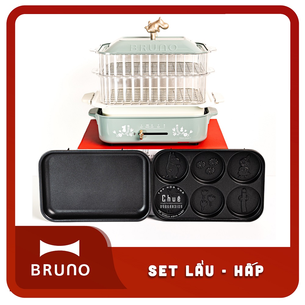 BẾP ĐA NĂNG BRUNO + COMBO LẨU HẤP