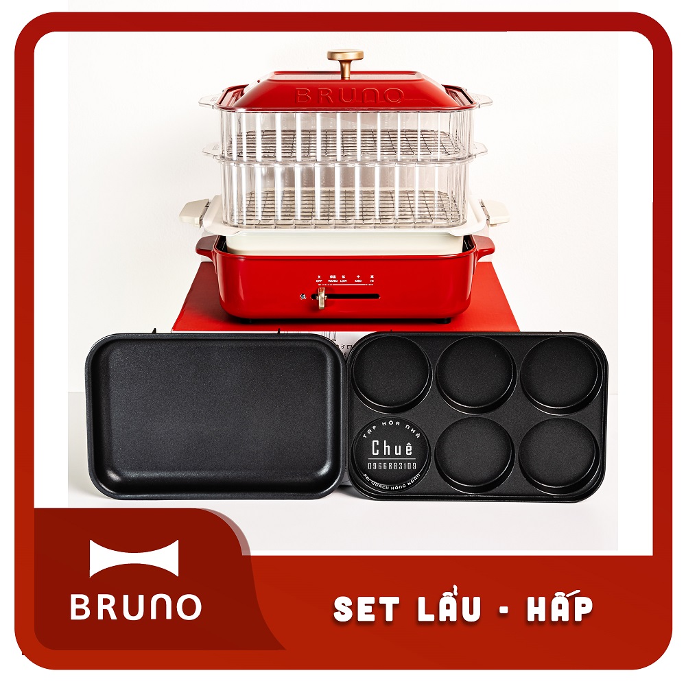 BẾP ĐA NĂNG BRUNO + COMBO LẨU HẤP