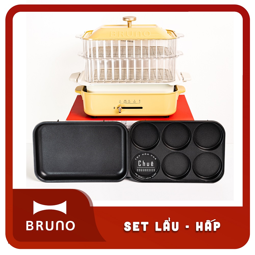 BẾP ĐA NĂNG BRUNO + COMBO LẨU HẤP