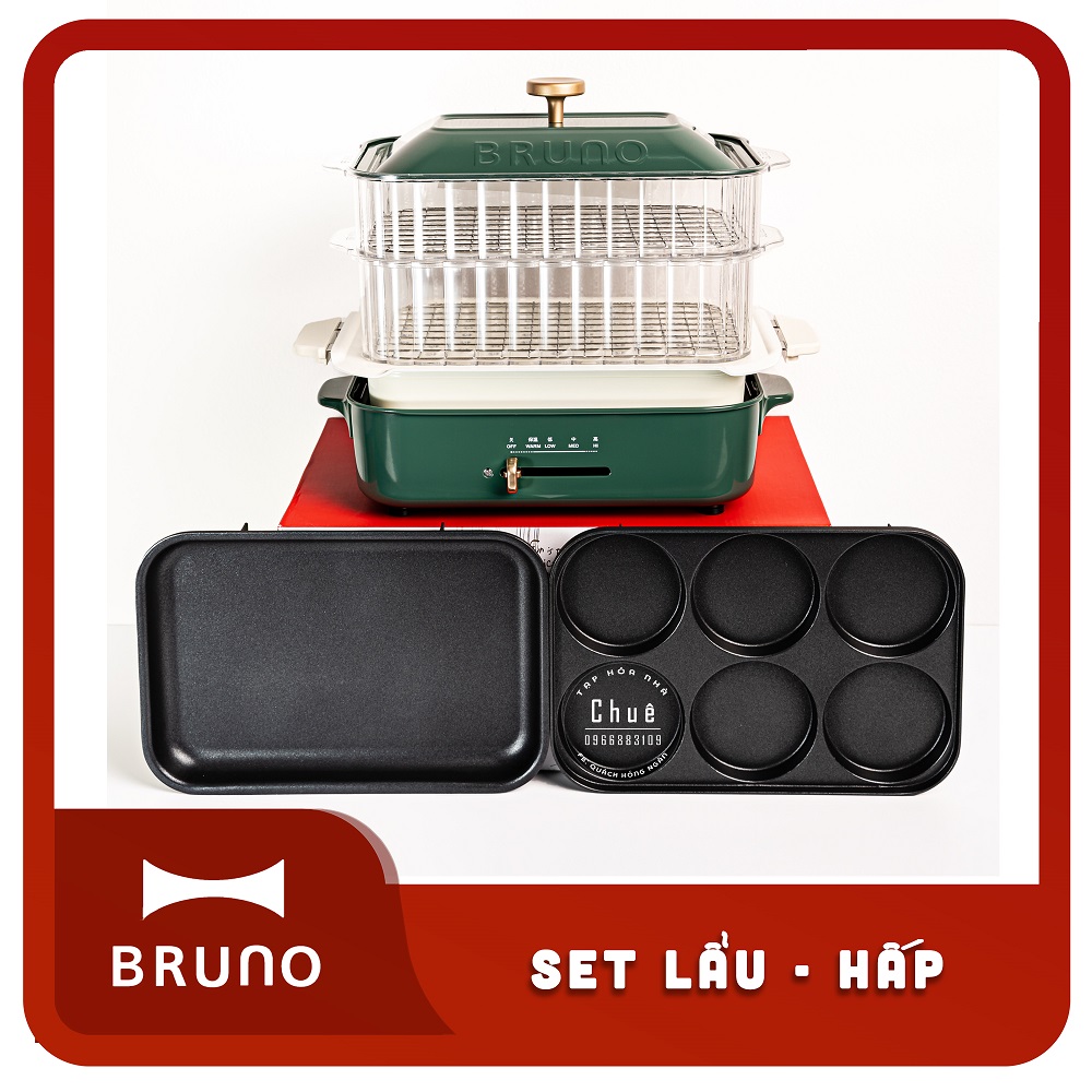 BẾP ĐA NĂNG BRUNO + COMBO LẨU HẤP