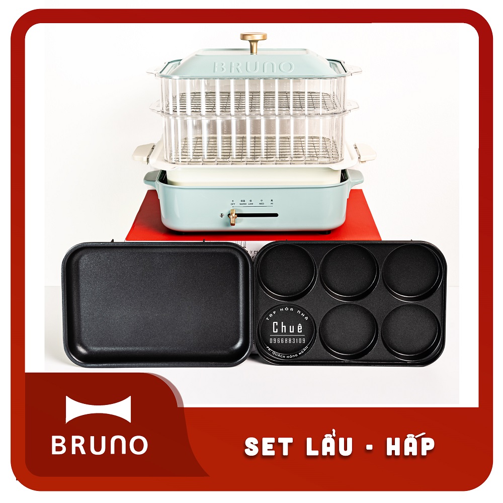 BẾP ĐA NĂNG BRUNO + COMBO LẨU HẤP