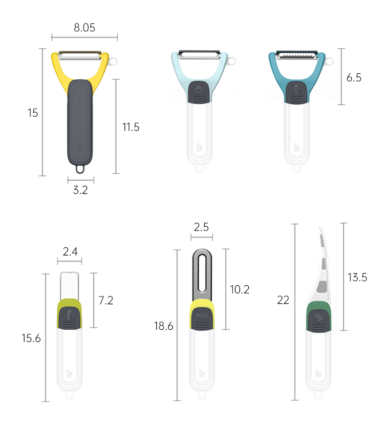 SET DỤNG CỤ NẠO VỎ SƠ CHẾ THỰC PHẨM ZUUTII 6IN1