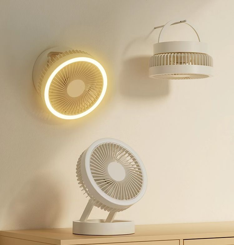 QUẠT TÍCH ĐIỆN MINI TREO TƯỜNG ĐỂ BÀN TÍCH HỢP ĐÈN LED KEHEAL SH-M1