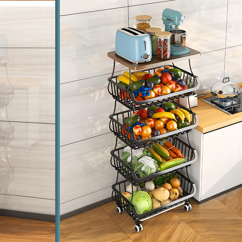 GIÁ GIỎ SẮT DI ĐỘNG ĐỰNG ĐỒ BẾP ĐA NĂNG