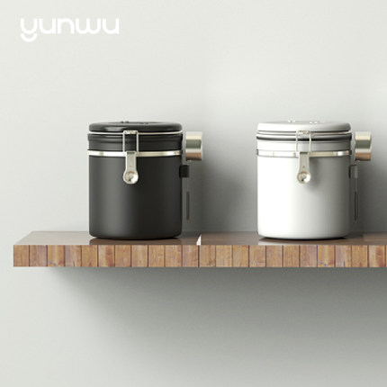 HỘP KIM LOẠI KÍN KHÍ BẢO QUẢN CÀ PHÊ TRÀ CÓ LỊCH GHI NHỚ KÈM THÌA YUNWU