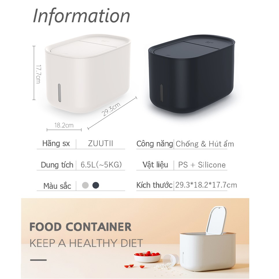 THÙNG GẠO THÙNG THỰC PHẨM CHỐNG ẨM ZUUTII