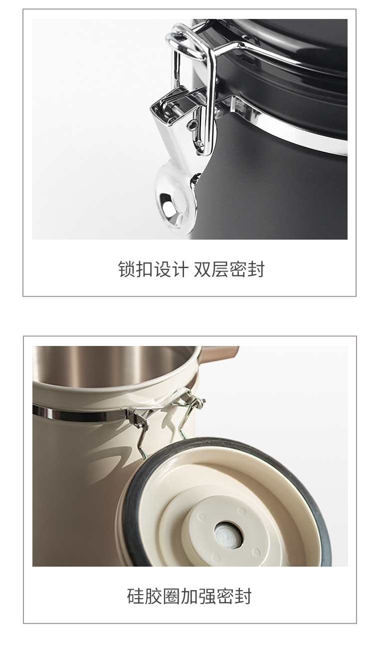 HỘP KIM LOẠI KÍN KHÍ BẢO QUẢN CÀ PHÊ TRÀ CÓ LỊCH GHI NHỚ KÈM THÌA YUNWU