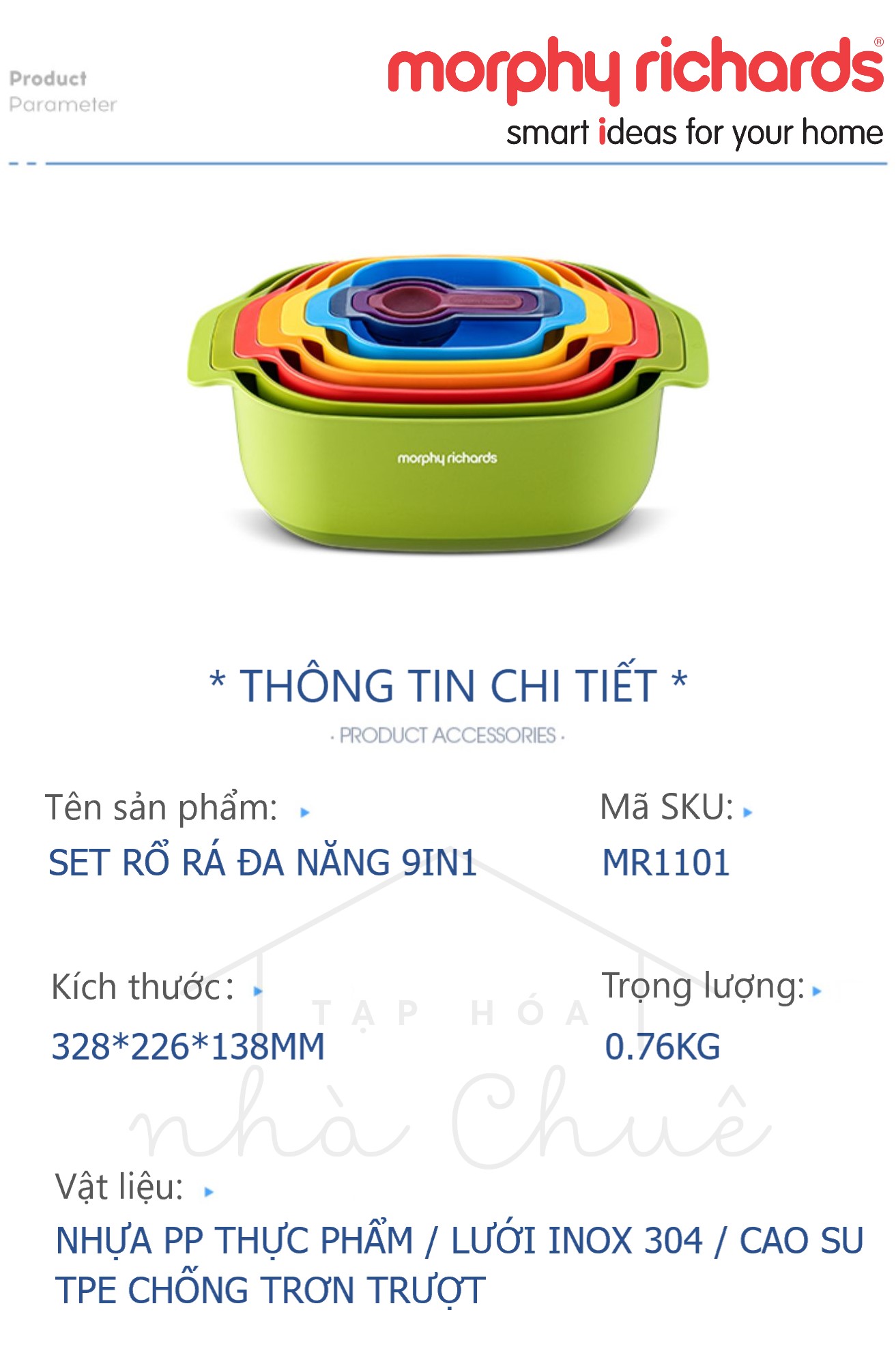 SET RỔ GIÁ 9IN1 MORPHY RICHARDS MR1101