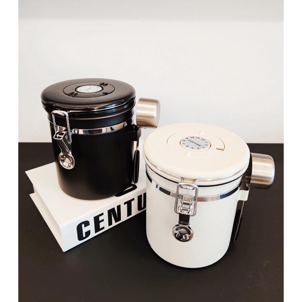 [Chính hãng] [Có sẵn] [Ảnh thật] HỘP KIM LOẠI KÍN KHÍ BẢO QUẢN CÀ PHÊ TRÀ CÓ LỊCH GHI NHỚ KÈM THÌA YUNWU