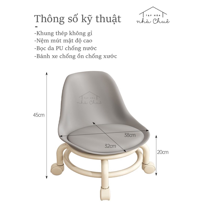 [Có sẵn][Giá hủy diệt] [Ảnh thật] GHẾ MINI DI DỘNG CÓ TỰA CHỐNG ĐAU LƯNG NỆM DA CHỐNG NƯỚC BÁNH XE CHỐNG ỒN XOAY 360 ĐỘ