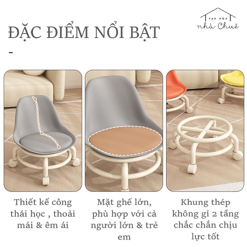 [Có sẵn][Giá hủy diệt] [Ảnh thật] GHẾ MINI DI DỘNG CÓ TỰA CHỐNG ĐAU LƯNG NỆM DA CHỐNG NƯỚC BÁNH XE CHỐNG ỒN XOAY 360 ĐỘ