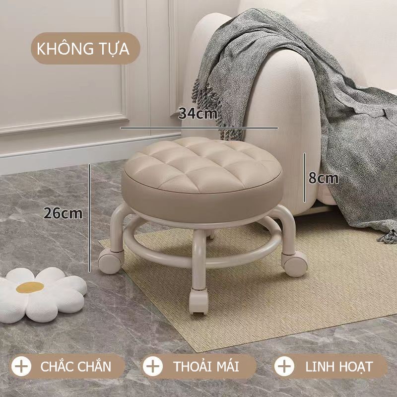 [Có sẵn][Giá hủy diệt] [Ảnh thật] GHẾ MINI DI DỘNG CÓ TỰA CHỐNG ĐAU LƯNG NỆM DA CHỐNG NƯỚC BÁNH XE CHỐNG ỒN XOAY 360 ĐỘ