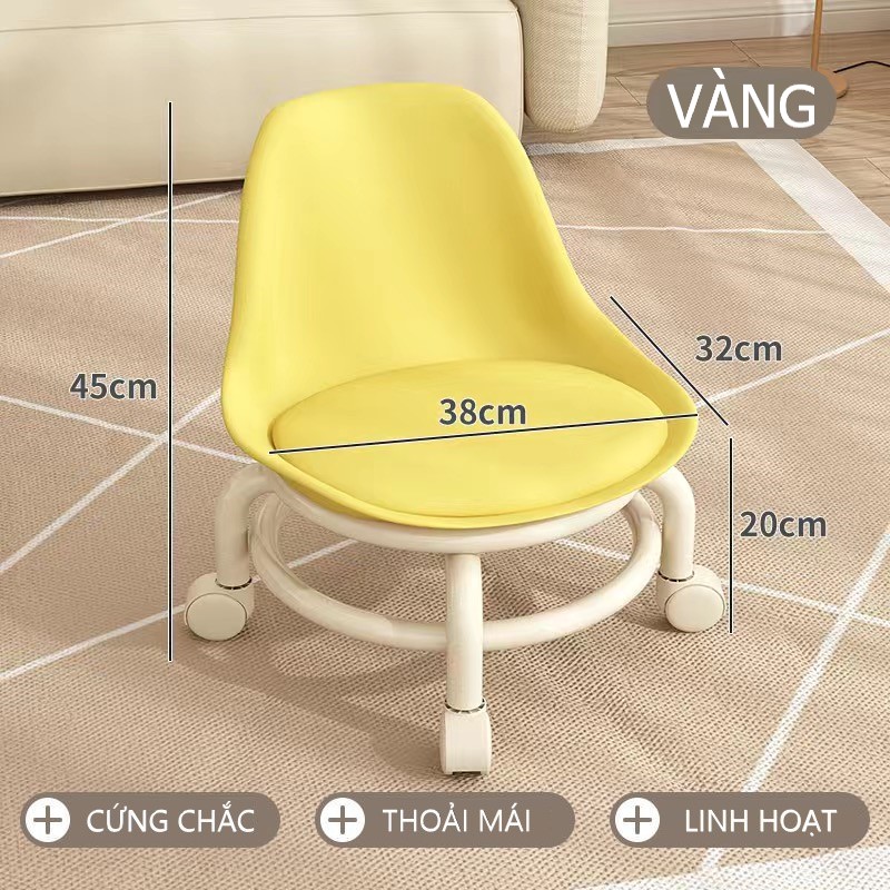 [Giá hủy diệt] [Ảnh thật] GHẾ MINI DI DỘNG CÓ TỰA CHỐNG ĐAU LƯNG NỆM DA CHỐNG NƯỚC BÁNH XE CHỐNG ỒN XOAY 360 ĐỘ