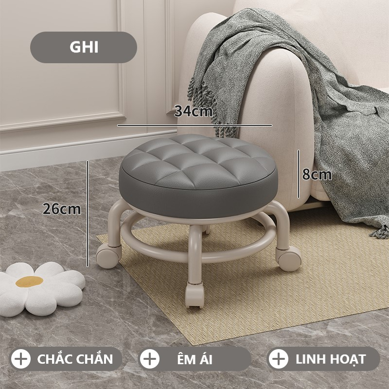 [Có sẵn][Giá hủy diệt] [Ảnh thật] GHẾ MINI DI DỘNG CÓ TỰA CHỐNG ĐAU LƯNG NỆM DA CHỐNG NƯỚC BÁNH XE CHỐNG ỒN XOAY 360 ĐỘ