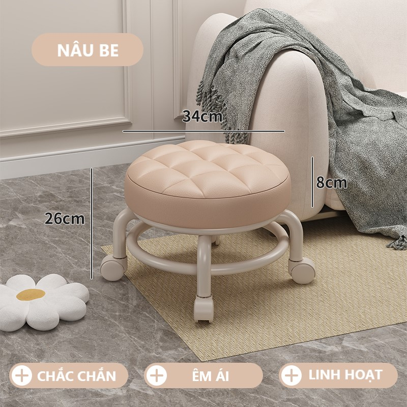 [Có sẵn][Giá hủy diệt] [Ảnh thật] GHẾ MINI DI DỘNG CÓ TỰA CHỐNG ĐAU LƯNG NỆM DA CHỐNG NƯỚC BÁNH XE CHỐNG ỒN XOAY 360 ĐỘ