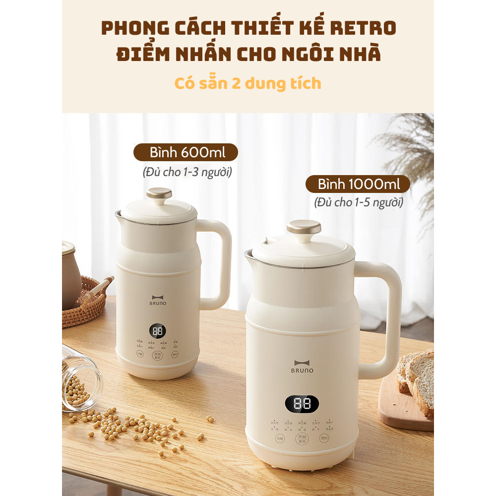 [Chính hãng] [Ảnh thật] [Có sẵn] MÁY XAY NẤU SỮA HẠT ĐA NĂNG MINI BRUNO