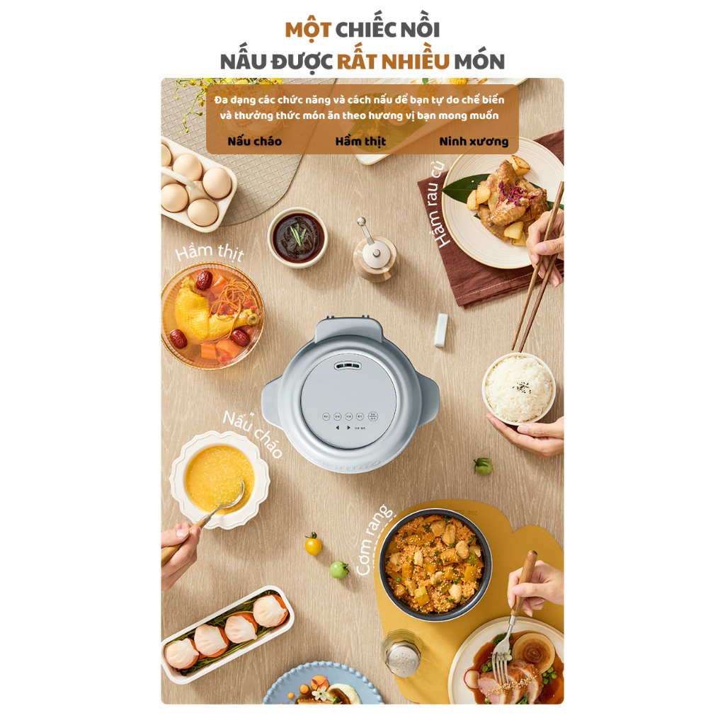 [Chính hãng] [Ảnh thật] [Có sẵn] NỒI CƠM ĐIỆN MINI THÔNG MINH ĐA NĂNG BRUNO