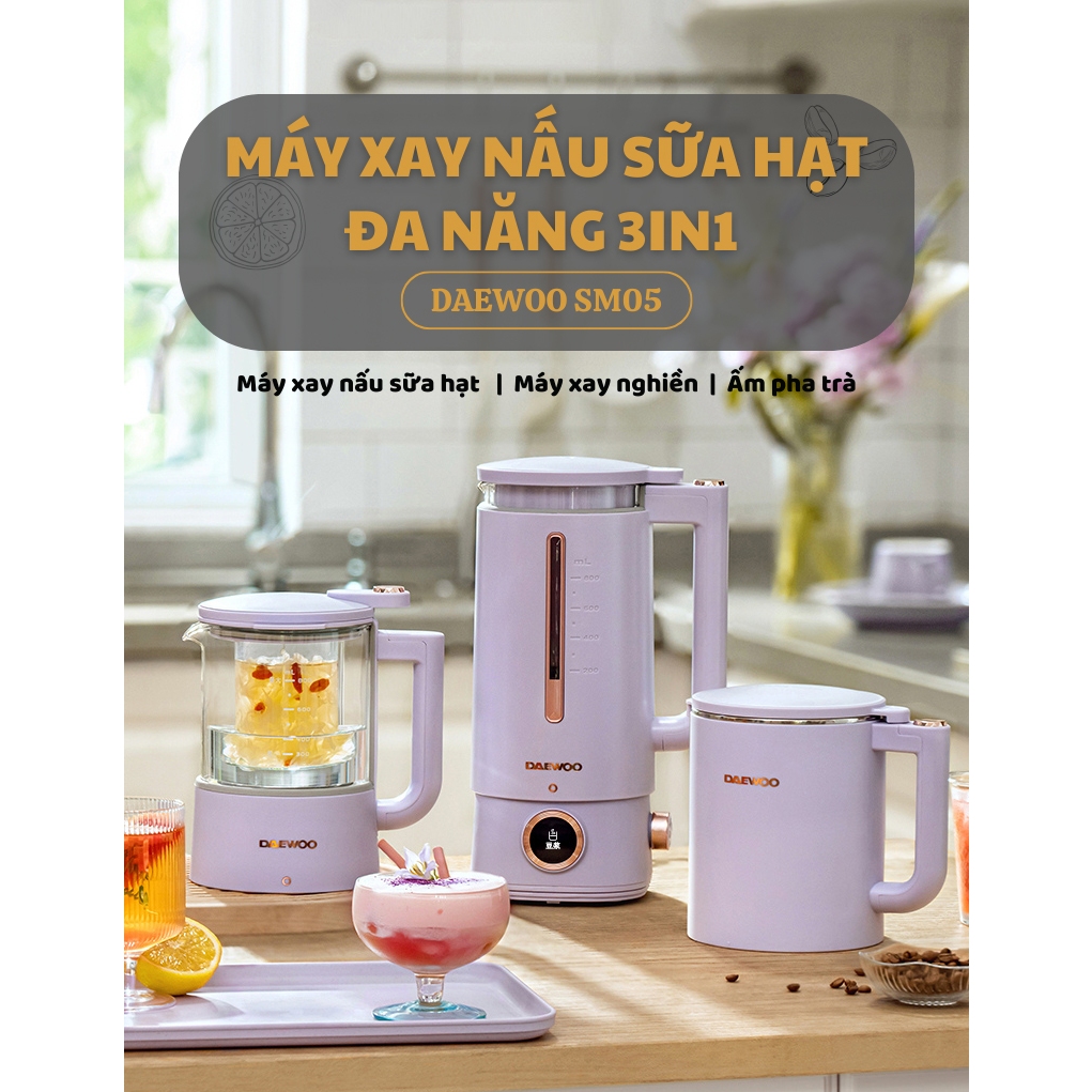 [Có sẵn][Ảnh thật] [Chính hãng] MÁY XAY NẤU SỮA HẠT ĐA NĂNG 3 IN 1 DAEWOO SM05