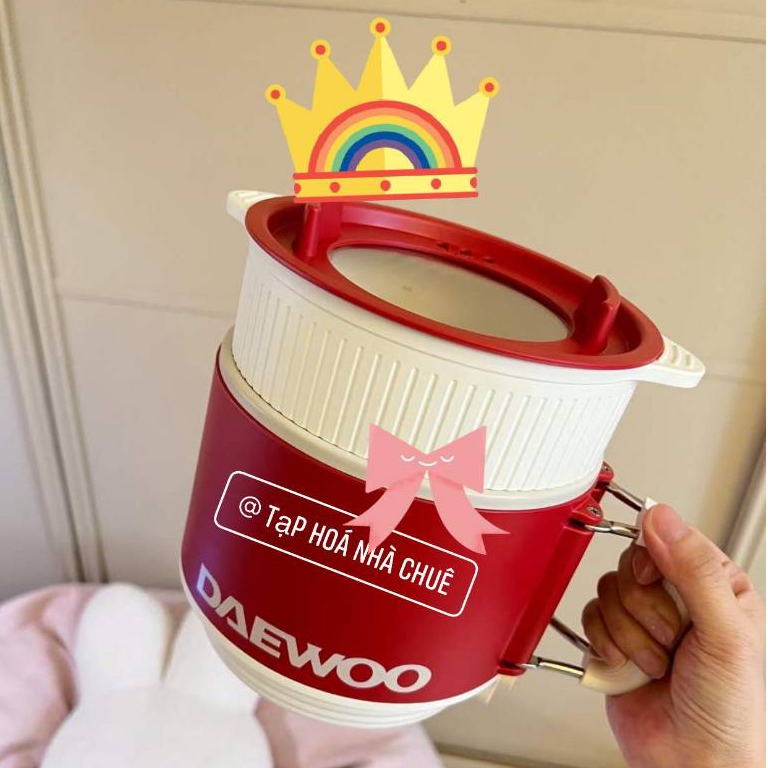 [Có bảo hành] [Có sẵn] [Chính hãng] NỒI ĐIỆN NẤU HẤP MINI CHỐNG DÍNH ĐA NĂNG NỒI DU LỊCH DAEWOO S26 ( TẶNG KÈM STICKER )
