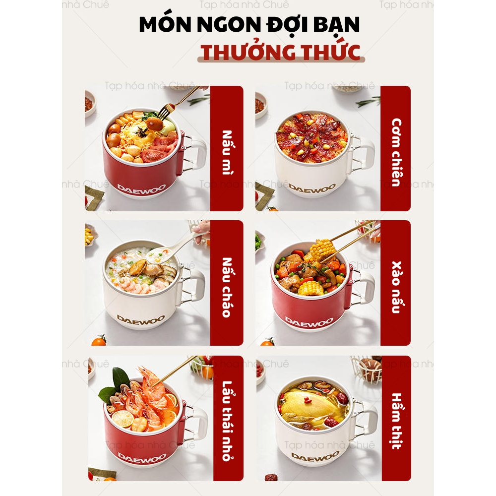 [Có bảo hành] [Có sẵn] [Chính hãng] NỒI ĐIỆN NẤU HẤP MINI CHỐNG DÍNH ĐA NĂNG NỒI DU LỊCH DAEWOO S26 ( TẶNG KÈM STICKER )