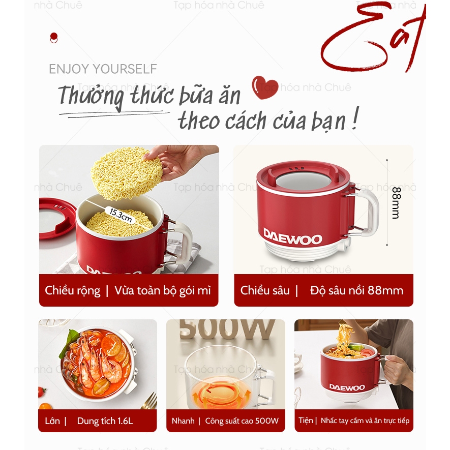 [Có bảo hành] [Có sẵn] [Chính hãng] NỒI ĐIỆN NẤU HẤP MINI CHỐNG DÍNH ĐA NĂNG NỒI DU LỊCH DAEWOO S26 ( TẶNG KÈM STICKER )