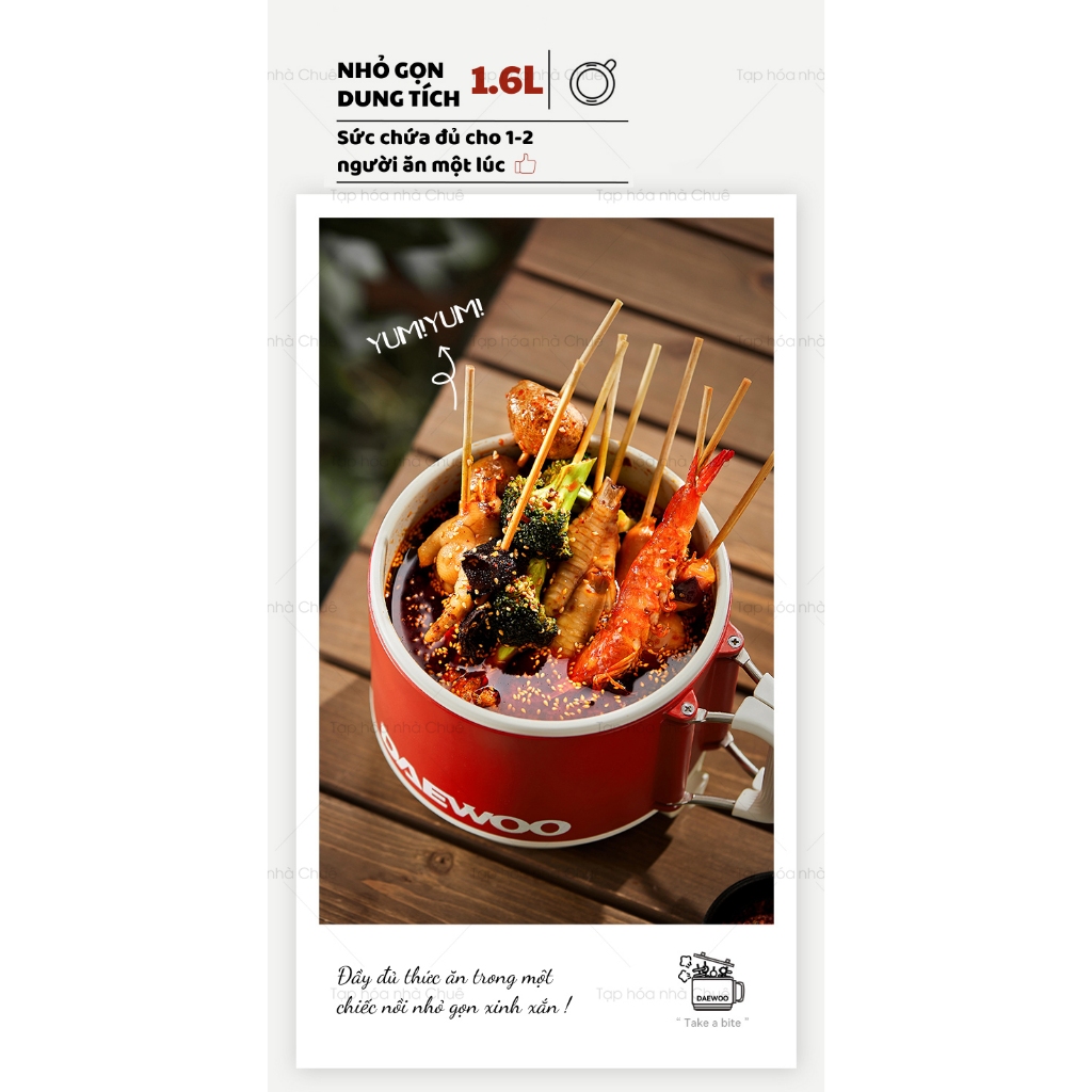 [Có bảo hành] [Có sẵn] [Chính hãng] NỒI ĐIỆN NẤU HẤP MINI CHỐNG DÍNH ĐA NĂNG NỒI DU LỊCH DAEWOO S26 ( TẶNG KÈM STICKER )