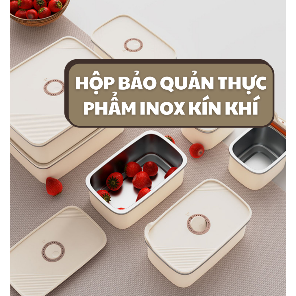 [Chính hãng] [Có bảo hành] [Có sẵn] HỘP BẢO QUẢN THỰC PHẨM INOX KÍN KHÍ