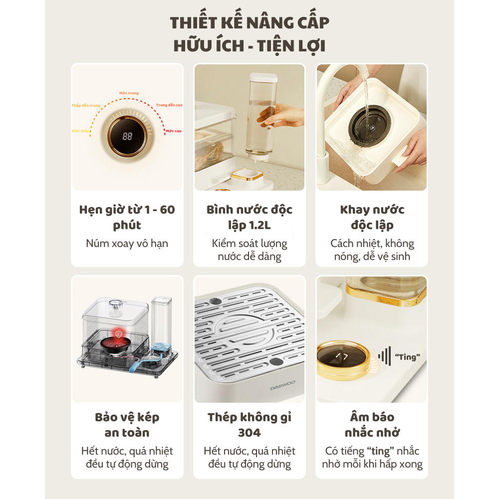 [Chính hãng] [Có bảo hành] [Có sẵn] BẾP HẤP ĐIỆN HAI TÂNG DAEWOO S15