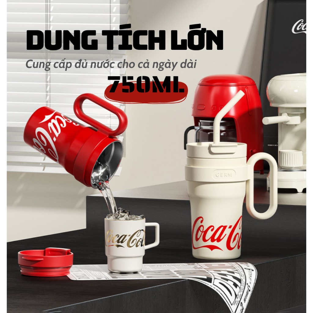 [Có sẵn] [Ảnh thật] [Chính hãng] CỐC GIỮ NHIỆT DUNG TÍCH LỚN CAO CẤP CÓ ỐNG HÚT QUAI CẦM GERM COCACOLA
