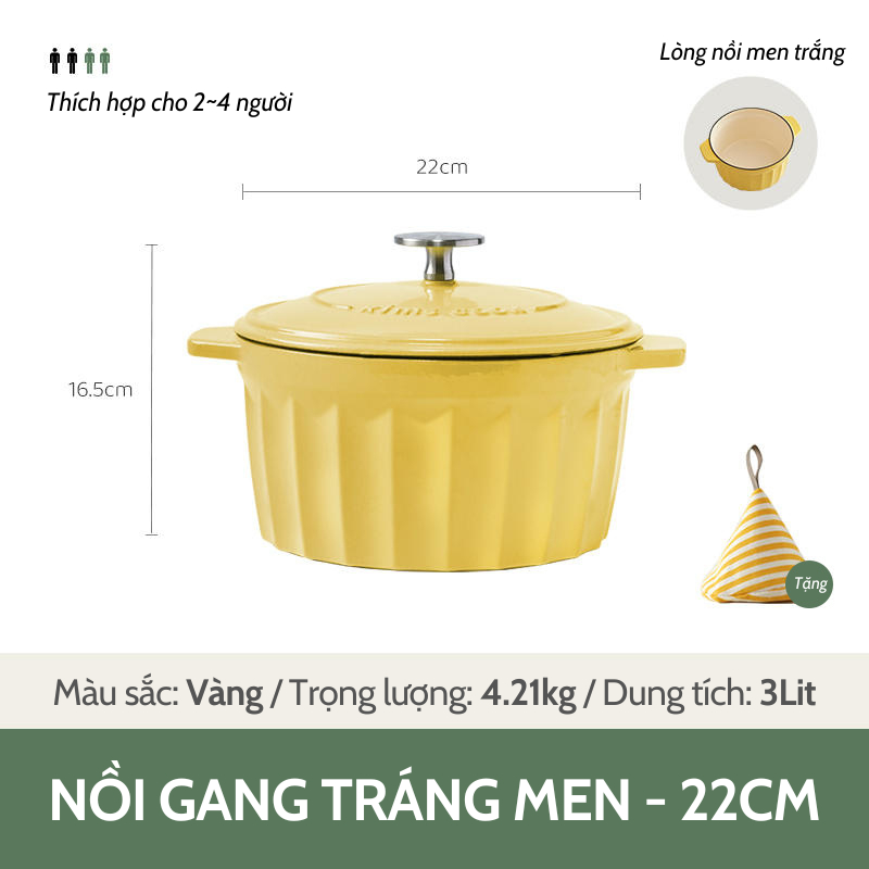 [Có sẵn] [Ảnh thật] [Chính hãng] NỒI GANG MEN SỨ CAO CẤP KIMSCOOK