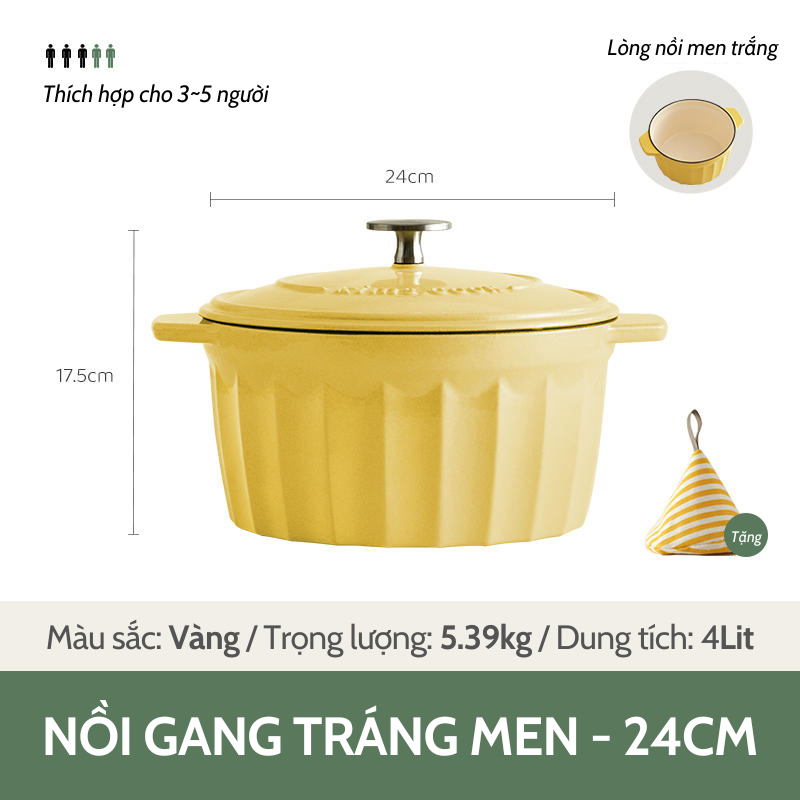 [Có sẵn] [Ảnh thật] [Chính hãng] NỒI GANG MEN SỨ CAO CẤP KIMSCOOK