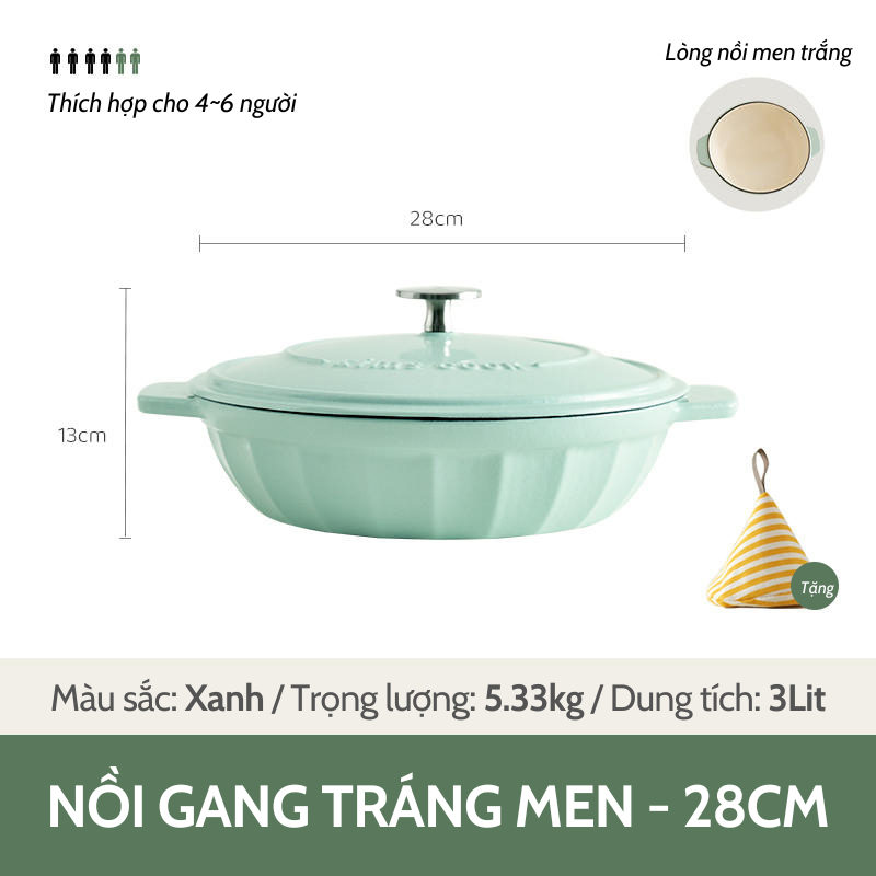 [Có sẵn] [Ảnh thật] [Chính hãng] NỒI GANG MEN SỨ CAO CẤP KIMSCOOK