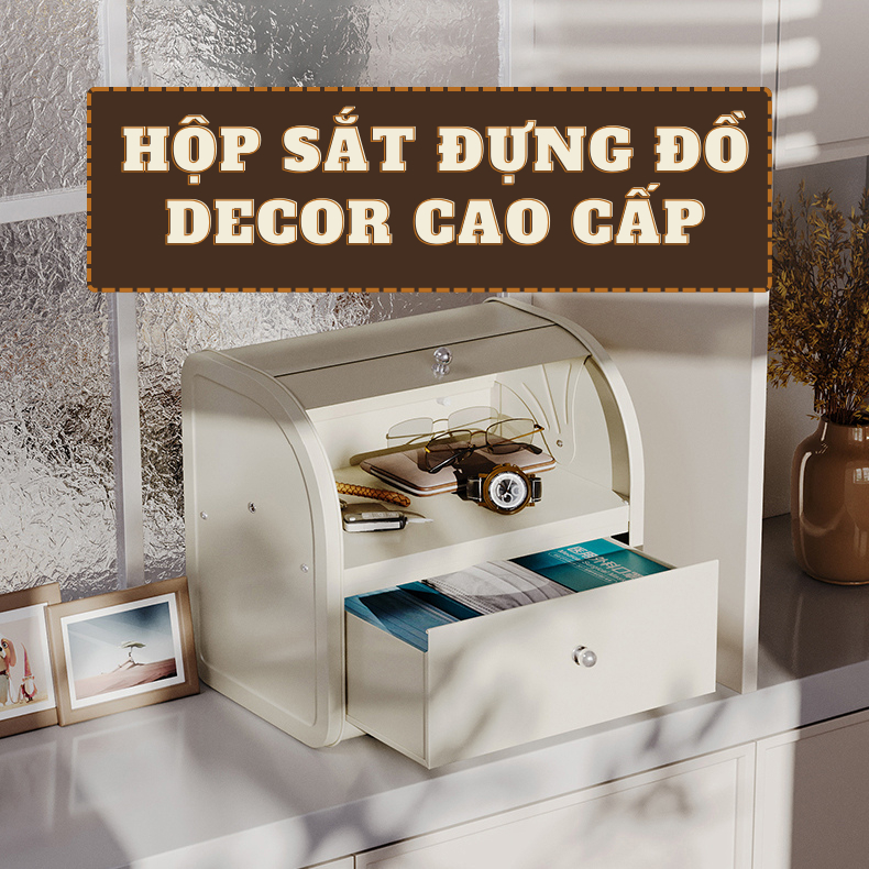 Hộp đựng đồ tiền sảnh hộp sắt đựng đồ decor cao cấp BAKERY