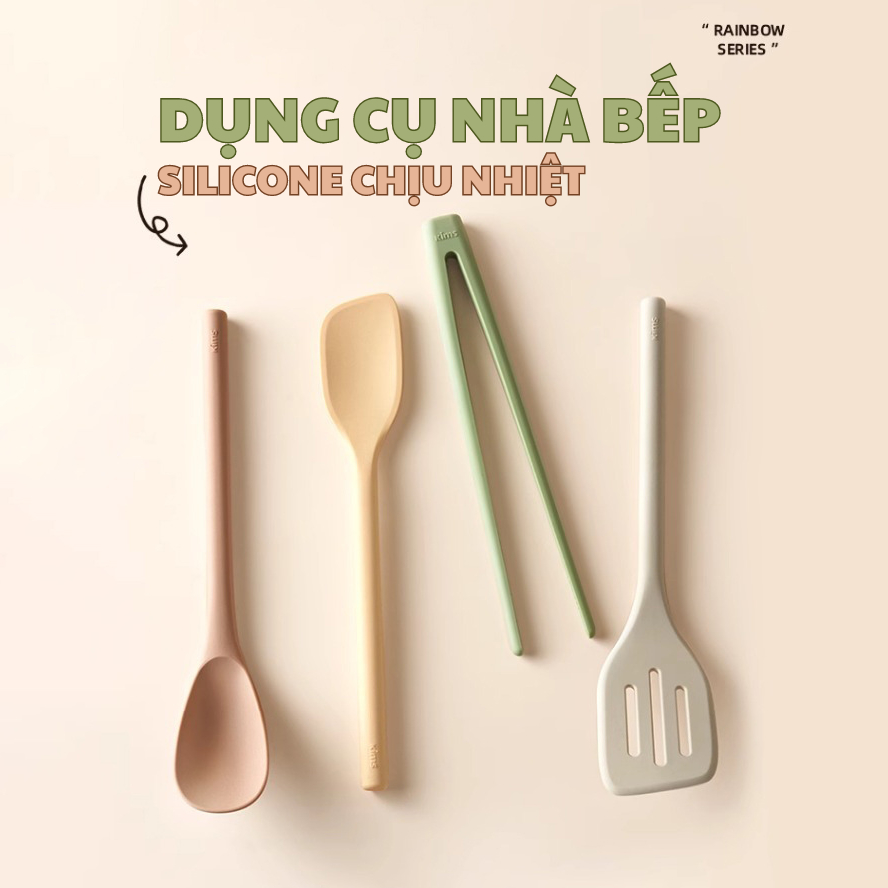 SET DỤNG CỤ BẾP SILICONE CHỊU NHIỆT CAO CẤP KÈM GIÁ TREO TỪ TÍNH 4 MÓN
