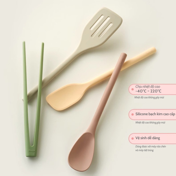 SET DỤNG CỤ BẾP SILICONE CHỊU NHIỆT CAO CẤP KÈM GIÁ TREO TỪ TÍNH 4 MÓN