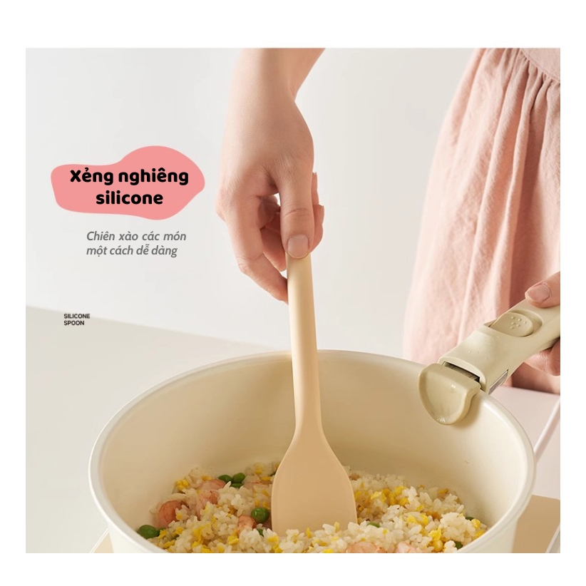 SET DỤNG CỤ BẾP SILICONE CHỊU NHIỆT CAO CẤP KÈM GIÁ TREO TỪ TÍNH 4 MÓN
