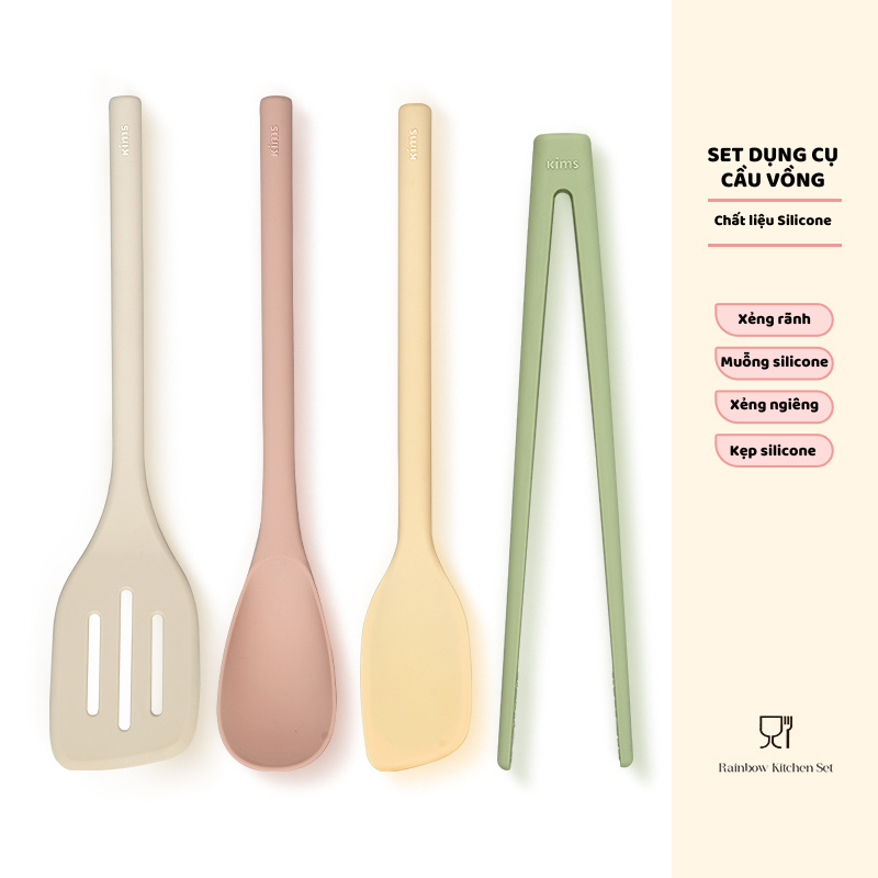SET DỤNG CỤ BẾP SILICONE CHỊU NHIỆT CAO CẤP KÈM GIÁ TREO TỪ TÍNH 4 MÓN