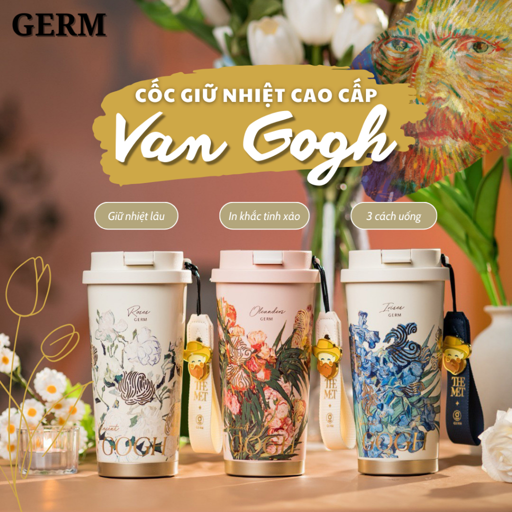 CỐC GIỮ NHIỆT PHONG CÁCH TRANH NGHỆ THUẬT VANGOGH GERM x TheMET CAO CẤP LÕI SU31603