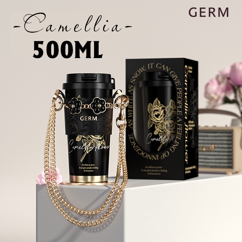 CỐC GIỮ NHIỆT LÕI INOX 316 CAO CẤP GERM PHONG CÁCH HOA SƠN TRÀ CAMELLIA