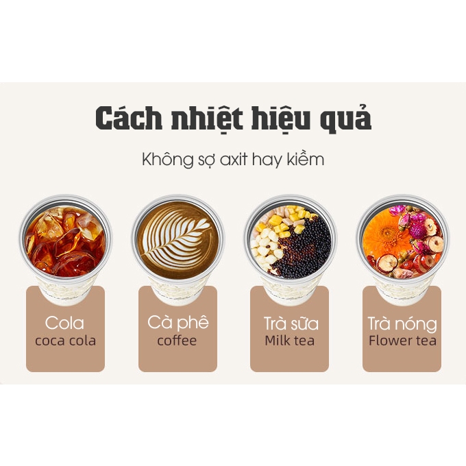 CỐC GIỮ NHIỆT LÕI INOX 316 CAO CẤP GERM PHONG CÁCH HOA SƠN TRÀ CAMELLIA