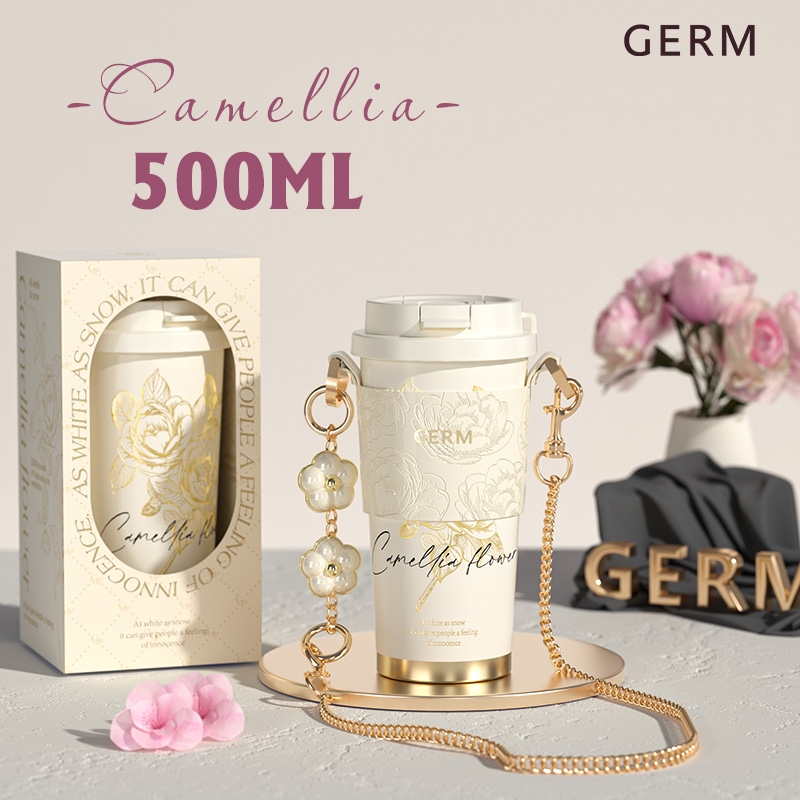 CỐC GIỮ NHIỆT LÕI INOX 316 CAO CẤP GERM PHONG CÁCH HOA SƠN TRÀ CAMELLIA