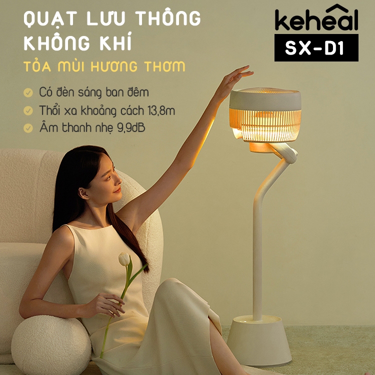 [Chính hãng][Ảnh thật][Có sẵn] QUẠT TUẦN HOÀN LƯU THÔNG KHÔNG KHÍ TỎA MÙI THƠM KEHEAL SX-D1