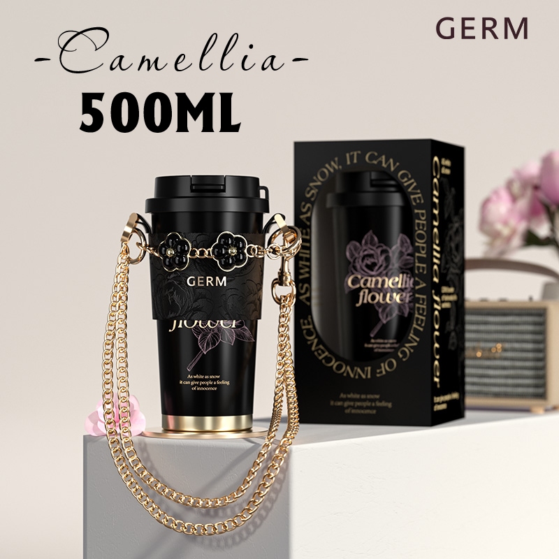 CỐC GIỮ NHIỆT LÕI INOX 316 CAO CẤP GERM PHONG CÁCH HOA SƠN TRÀ CAMELLIA