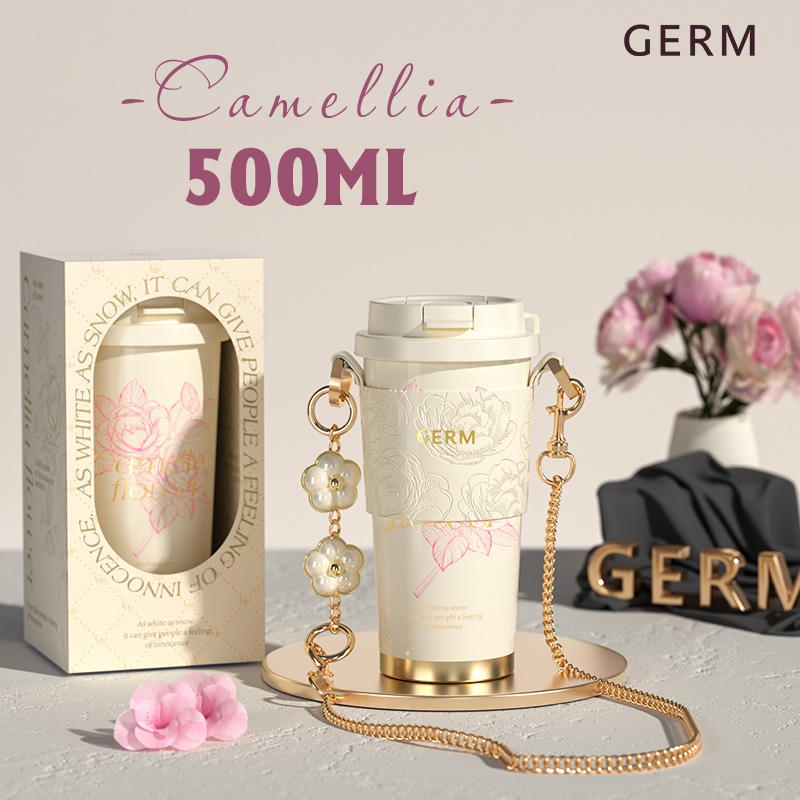 CỐC GIỮ NHIỆT LÕI INOX 316 CAO CẤP GERM PHONG CÁCH HOA SƠN TRÀ CAMELLIA