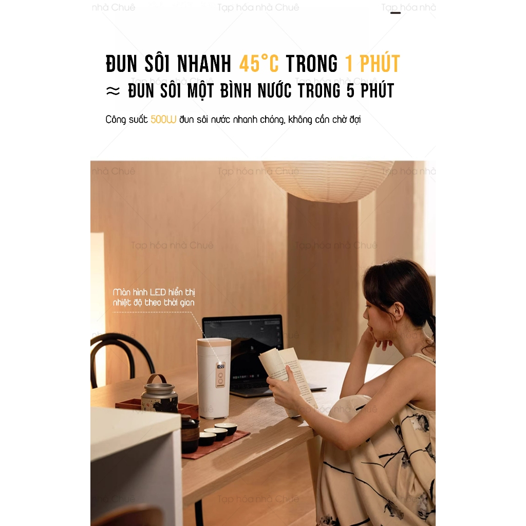 [Chính hãng] [Ảnh thật] [Có sẵn] CỐC ĐUN NƯỚC CẦM TAY 450ML DAEWOO