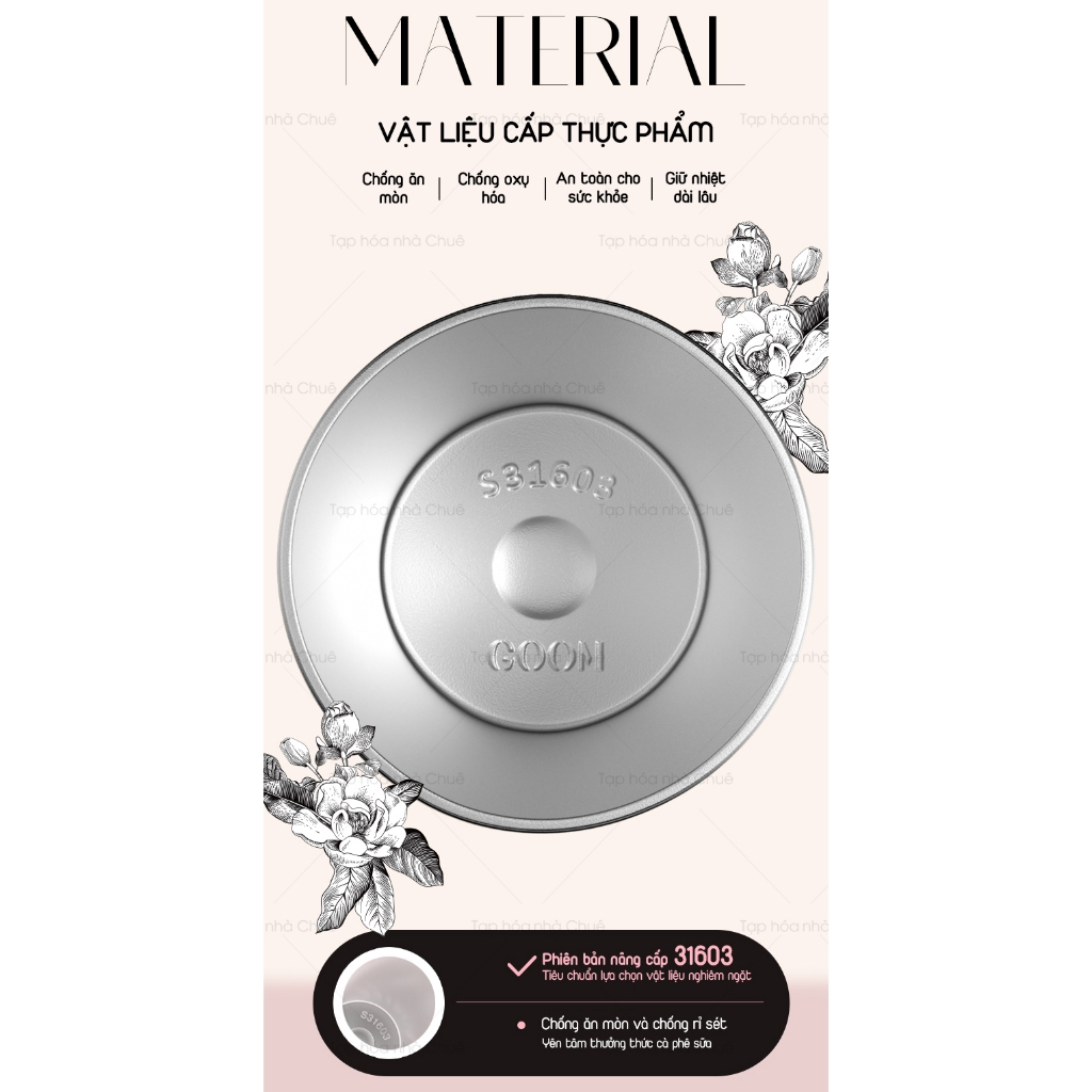 CỐC GIỮ NHIỆT LÕI INOX 316 CAO CẤP GOOM