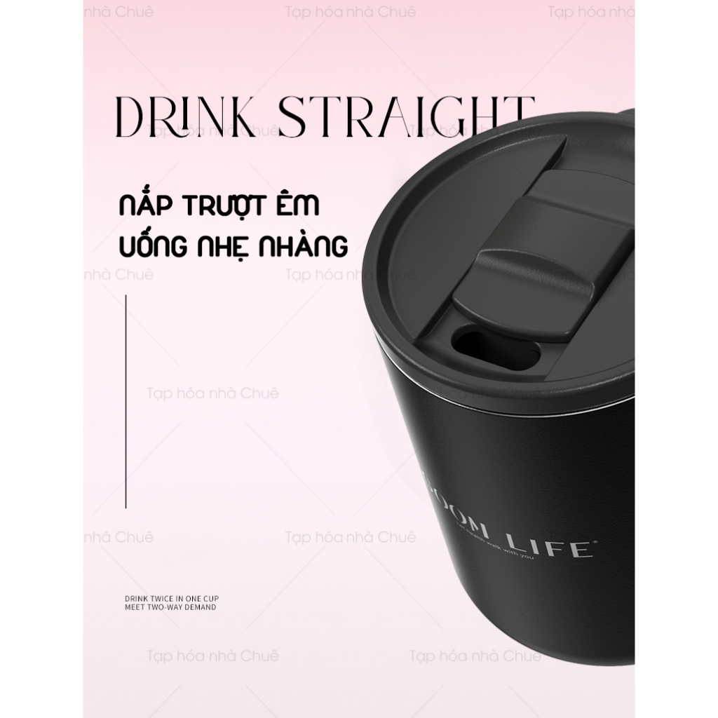 CỐC GIỮ NHIỆT CÓ QUAI CẦM TÍCH HỢP ỐNG LỌC TRÀ LÕI THÉP KHÔNG GỈ 316L CAO CẤP GOOM