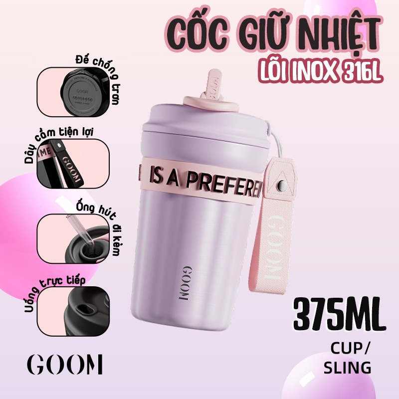 CỐC GIỮ NHIỆT CAO CẤP GOOM 600ML LÕI INOX316L KÈM ỐNG LỌC TRÀ